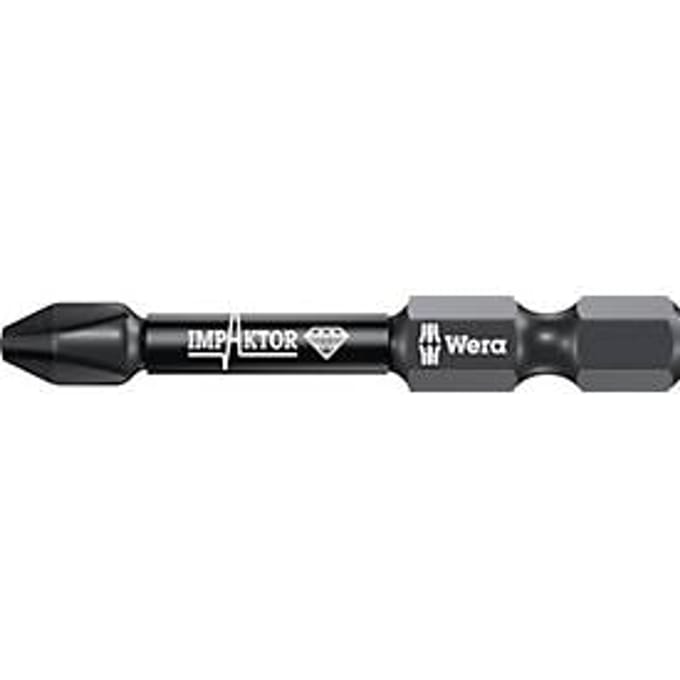 WERA bit 851/4 IMP DC PH3, L 50 mm, 1/4 inch E6.3 slagplaat, diamant gecoat, 5 stuks