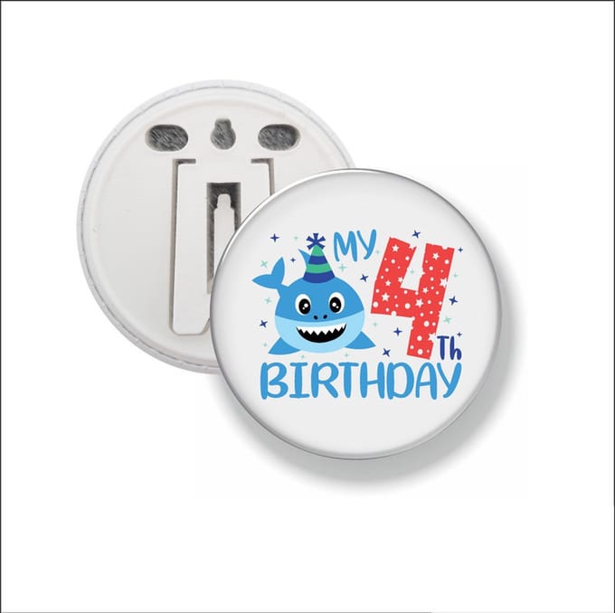Button Met Clip 58 MM - My 4th Birthday