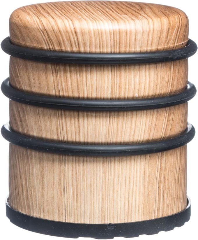 5Five Ronde deurstopper - houtlook - 7 x 8 cm - van metaal - Deurstop - Buffer