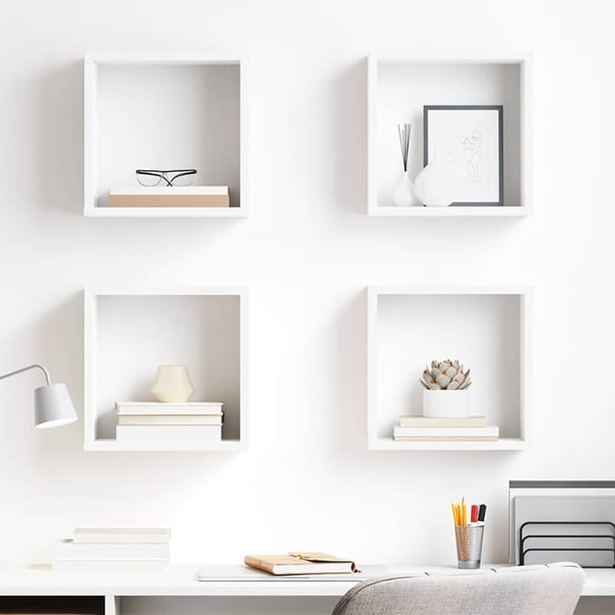 vidaXL - Wandschappen - kubus - 4 - st - 30x15x30 - cm - wit