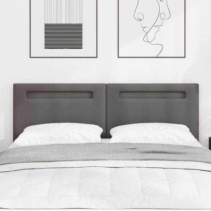 vidaXL - LED - Hoofdbord - Grijs - 160 - cm - Kunstleer