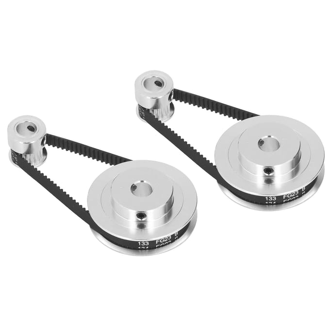 2 Set Synchroon Wiel GT2 Aluminiumlegering Timing Pulley met 2 Stuks Lengte 200mm Breedte 6mm Riem 8mm white