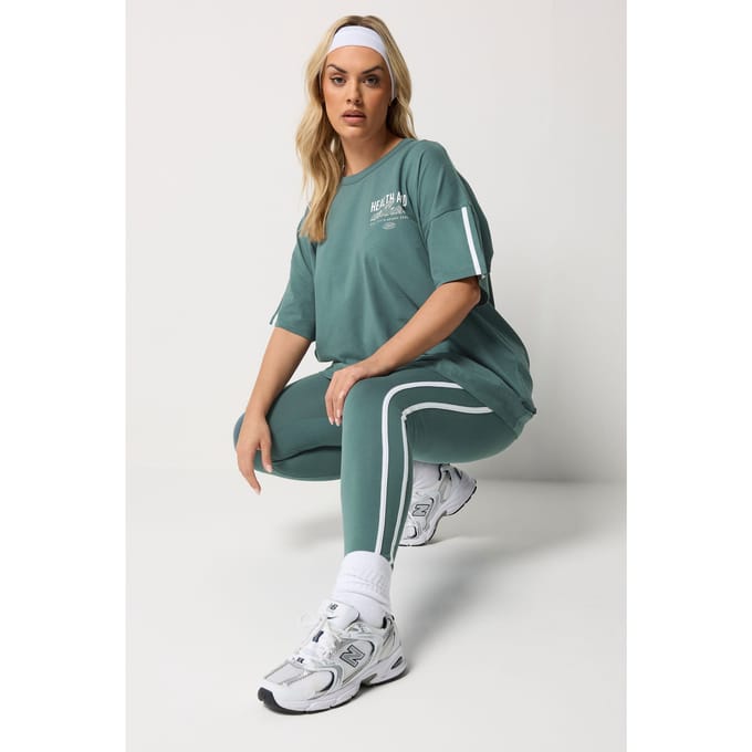 Yours Active Blauwe Legging Met Zijstreep Size 48