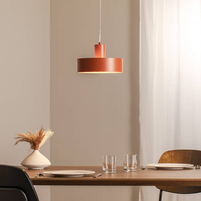 SIGMA Hanglamp Rif M, baksteenrood, 1-lamp, Ø 25 cm, staal