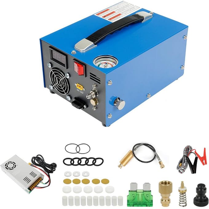 4500PSI hogedrukluchtcompressor met barometer Intelligente draagbare PCP-luchtcompressorpomp EU Plug