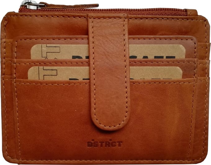 DSTRCT – Wax Lane – Creditcardhouder RFID met Sleutelring – Leer – Cognac