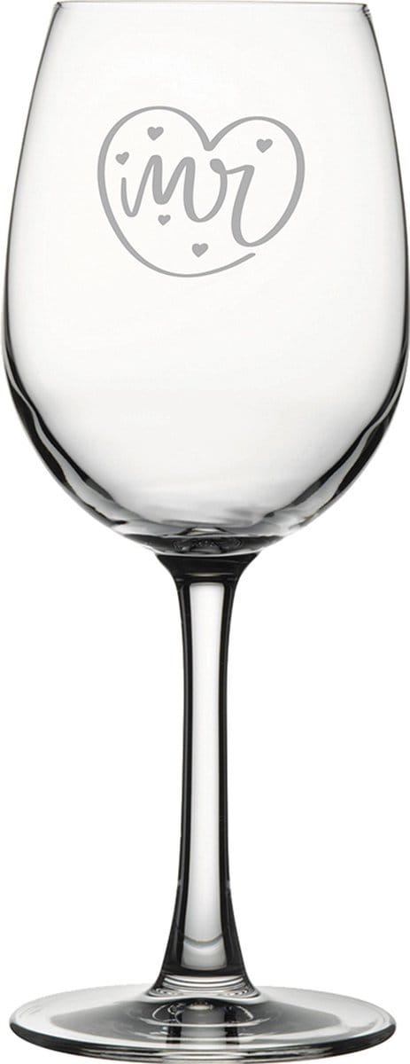 Gegraveerde witte wijnglas 36cl Mr. In hartje