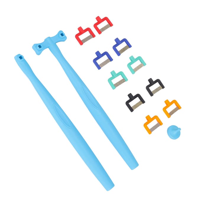 Interproximale Glazuurreductie Kit Professioneel Draagbaar Tandheelkundig Orthodontisch Polijststrip Handvat Set blue