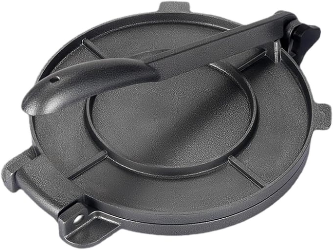 Tortilla Pers - Roti Maker - Flatbreads Maken - Duurzame Aluminiumlegering - 20 cm - Zwart