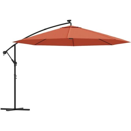 vidaXL - Zweefparasol - met - LED-verlichting - 350 - cm - terracottakleurig