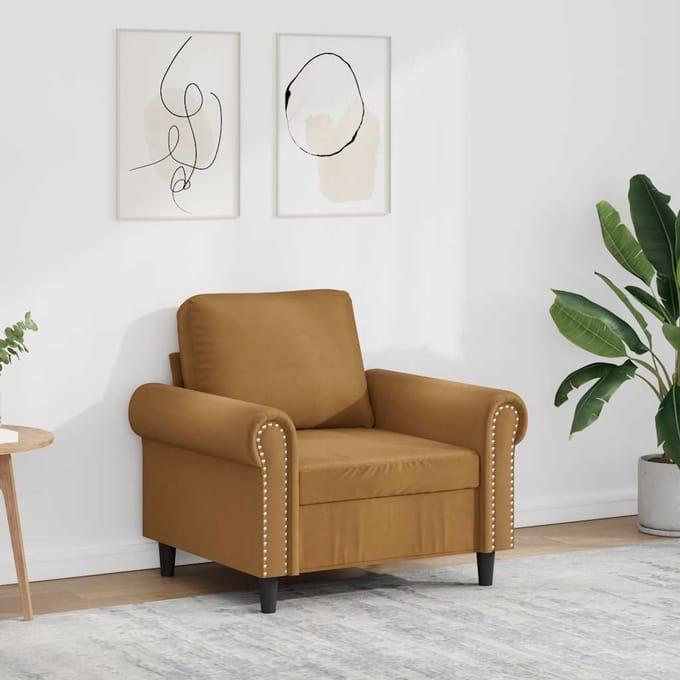 vidaXL - Fauteuil - 60 - cm - fluweel - bruin