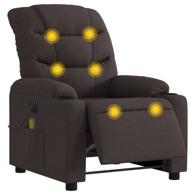 vidaXL - Massagestoel - elektrisch - verstelbaar - stof - donkerbruin