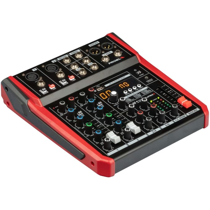 PROEL PLAYMIX6 JP Compacte Mixer met 100 Digitale MP3 Opname en Audio Interface Functies 6-Kanaals 24-bit Audio, Ingebouwde Effecten, Afspelen, black