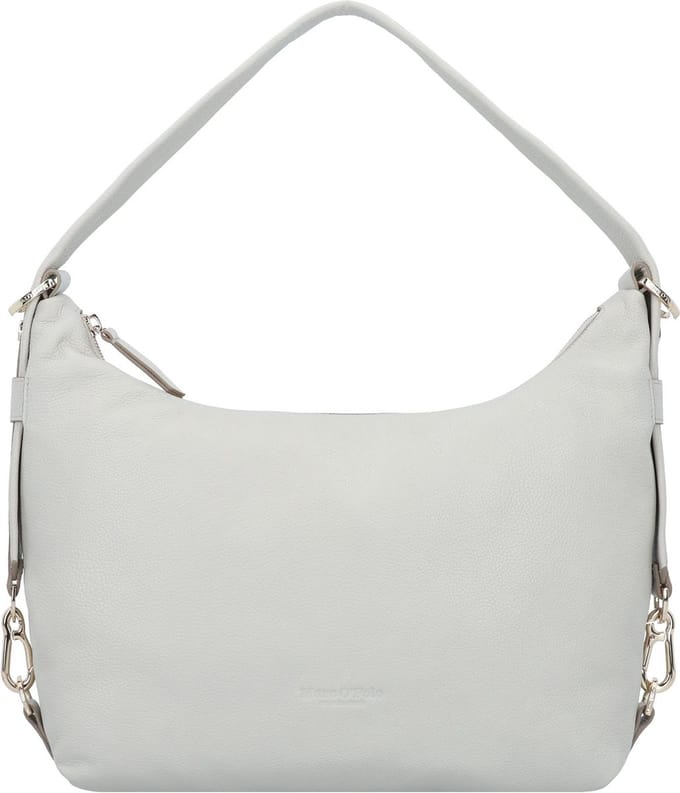 Marc O'Polo Leren Schoudertas Hanna Hobo Bag Stone Grey Lichtgrijs