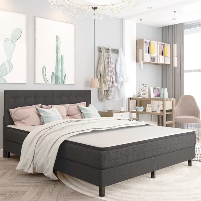 vidaXL - Boxspring - stof - donkergrijs - 180x200 - cm