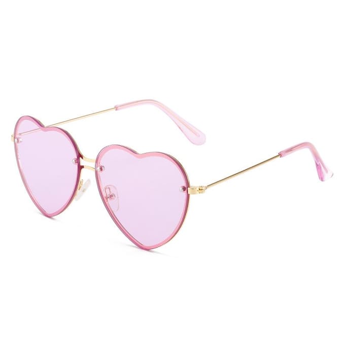 Lunettes de soleil en forme de cœur en métal pour femmes, verres transparents sans bords, à la mode, UV400
