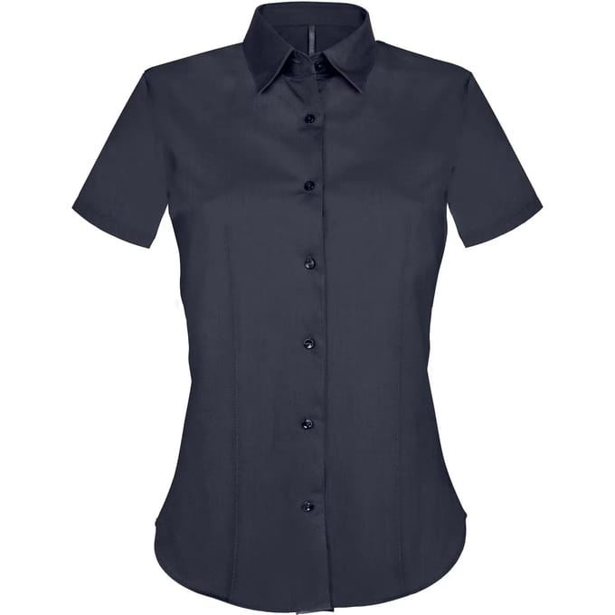 Kariban Dames stretch blouse korte mouwen K532 - Navy - L