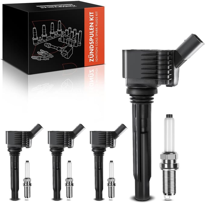 Frankberg 4x Ontstekingsspoel+4x Bougie voor VW Golf VI Scirocco Audi