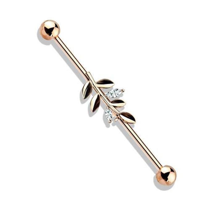 Industrial piercing leaf - rose goud - LMPiercings