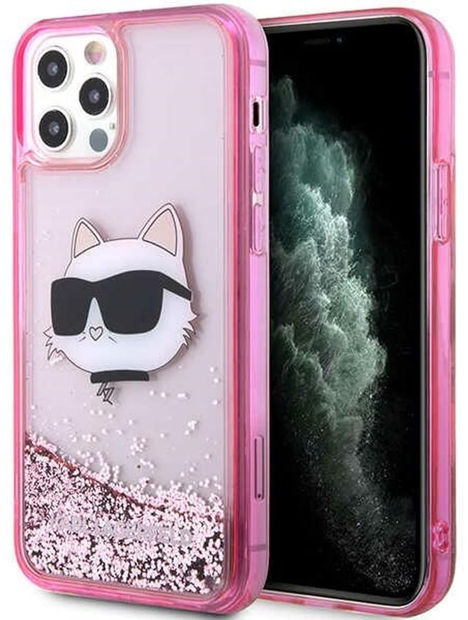 Karl Lagerfeld KLHCP12MLNCHCP iPhone 12/ 12 Pro 6.1" pink/pink hardcase Glitter Choupette Head