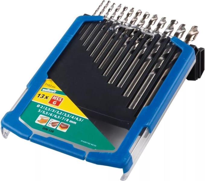 wolfcraft - Metaalboorset Ø 2 tot 8 mm - 13 delig - HSS geslepen - 7102000