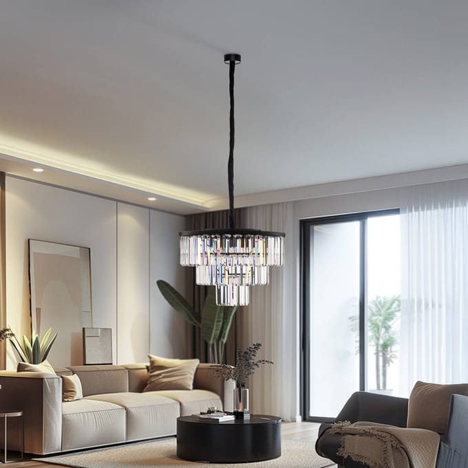 Nowodvorski Lighting Hanglamp Cristal, transparant/zwart, Ø 56 cm