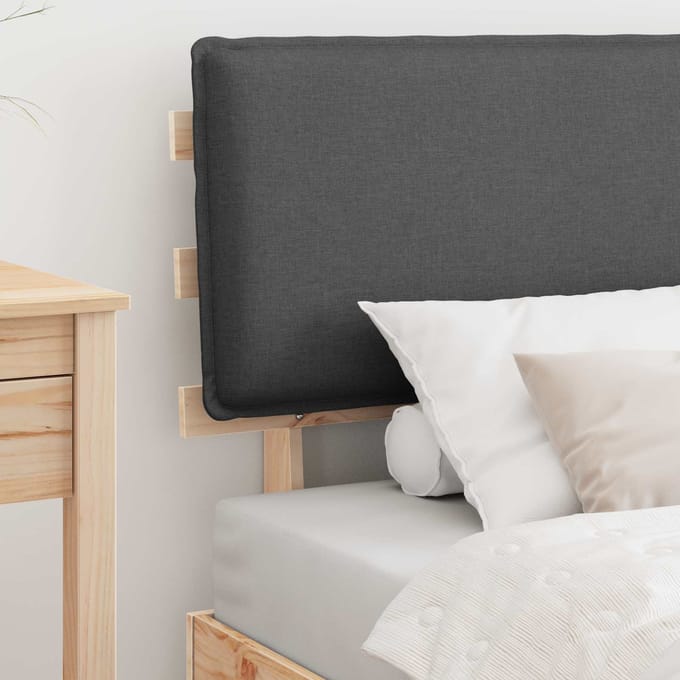 vidaXL - Bedframe - met - Gevoerde - Hoofdbord - Donkergrijs - 90 - x - 200 - cm