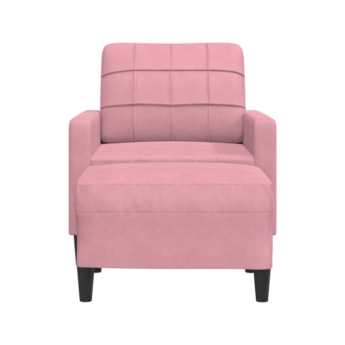 vidaXL - Fauteuil - met - voetenbank - 60 - cm - fluweel - roze