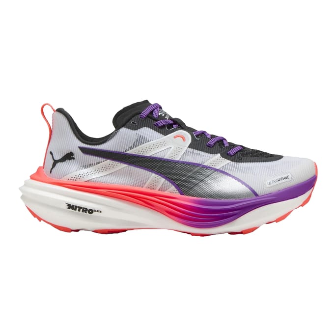 Puma Deviate Nitro Elite hardloopschoenen voor dames (Wit/Gloeiend rood)