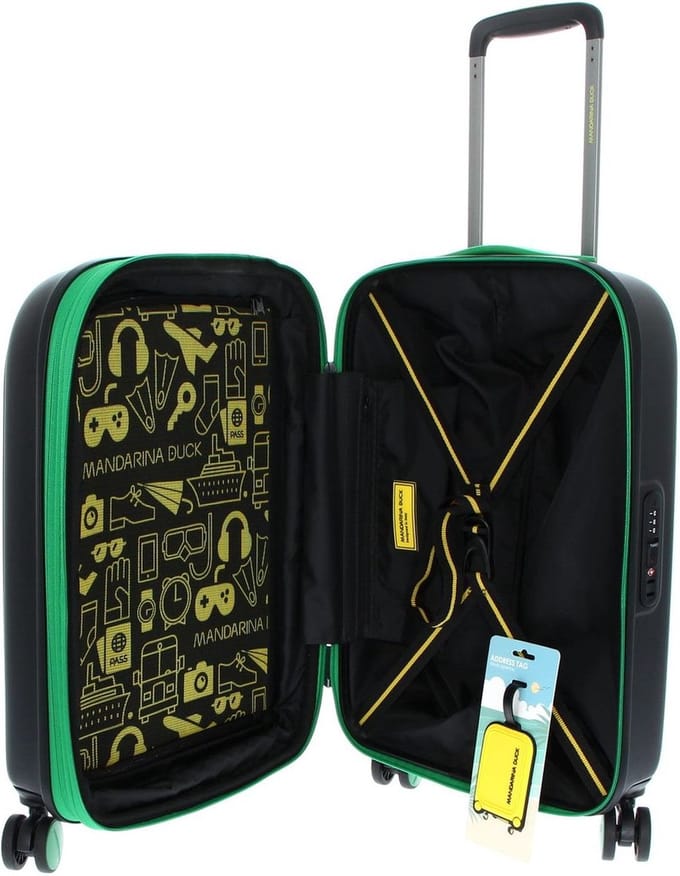 MANDARINA DUCK Logoduck + Expandable Trolley Green Light Zwart 55cm