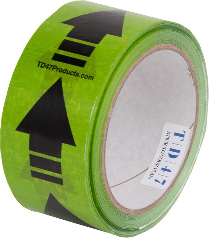TD47 Verpakkingstape PP low noise 50mm x 66m Groen met pijlen