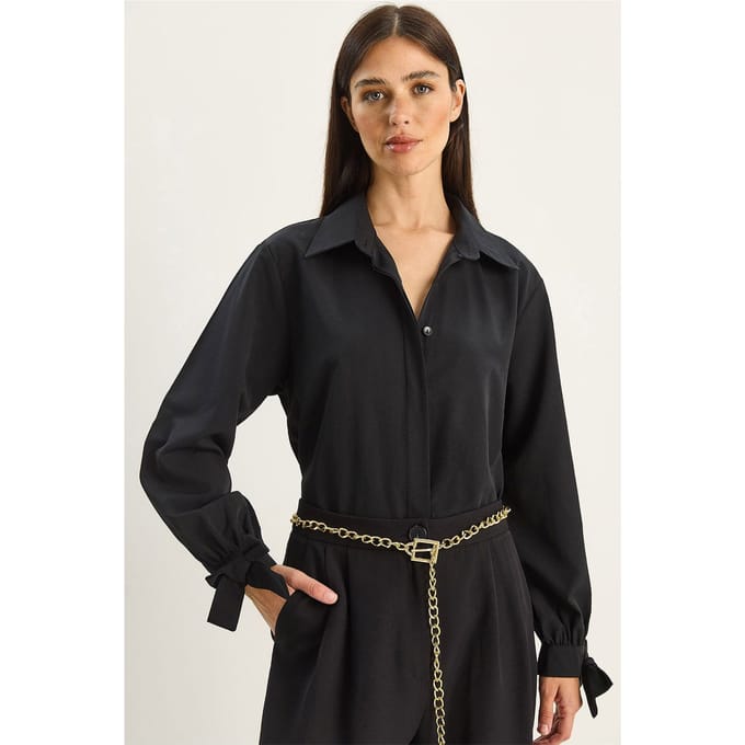 Knopsluiting Relaxed Fit Katoen-Polyester Shirt