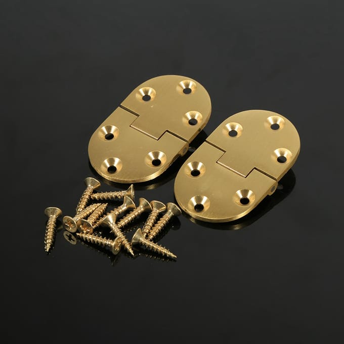 2 stuks Messing Dienbladscharnier Ronde Rand 2-1/2 x1-1/2  Met Schroeven Klapdeksel