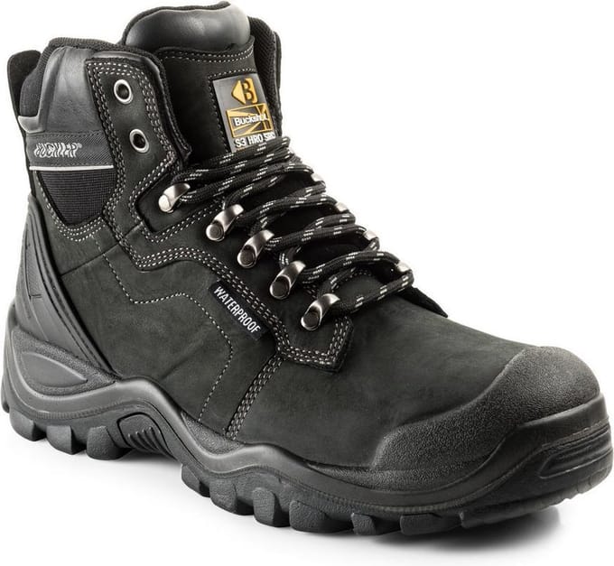 BSH009 BK Buckshot Lace Boot | Black Crazy Horse | Werkschoen maat 43
