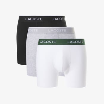 Lacoste Heren Boxershorts Met Lange Pijp Boxer Briefs 3-Pack Wit/Grijs/Zwart - Maat S