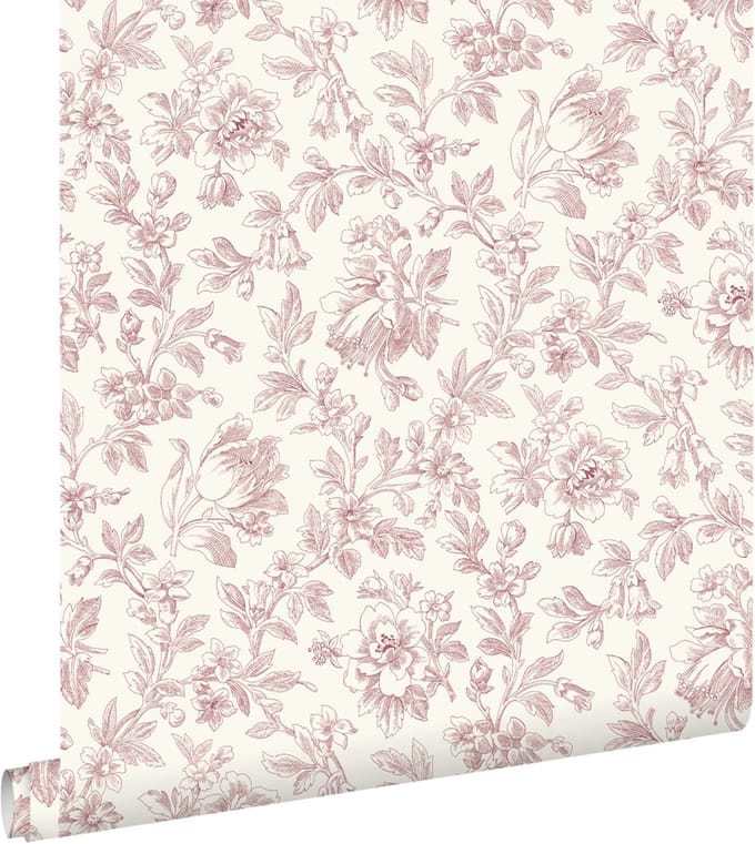 ESTAhome behang elegante bloemen bordeaux rood - 0.53 x 10.05 m - 132105