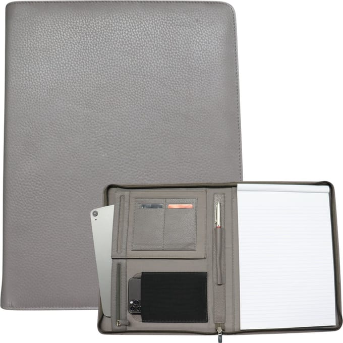 Safekeepers leren schrijfmap a4 - Schrijfmap - Documentenmap - Ipad cover - A4 - Leer - Grijs