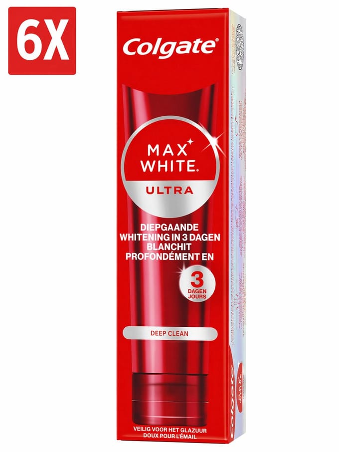 6 x Colgate Max White Ultra Deep Clean Whitening Tandpasta 75ml