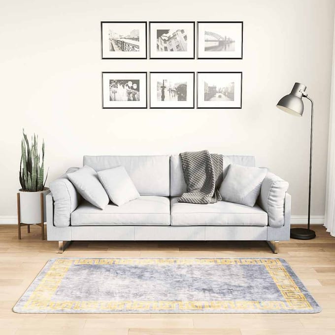 vidaXL - Vloerkleed - wasbaar - 80x150 - cm - grijs