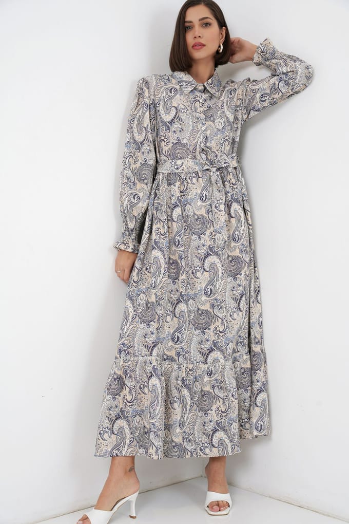 Paisley Geknoopt Midi Hemdjurk
