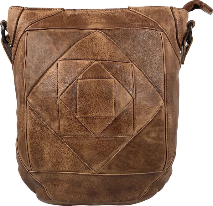 Schoudertas Dames - Crossbody Tas Dames - Cognac - Bruin - Tassen Dames - Schoudertas - Soepel Leer