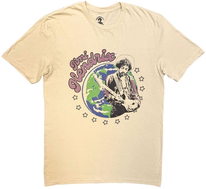 Jimi Hendrix - Earth Heren Tshirt - S - Creme