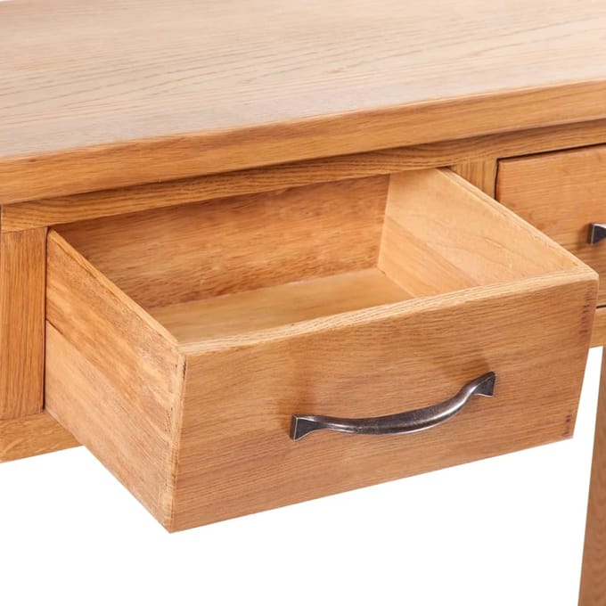 vidaXL - Wandtafel - met - 2 - lades - 83x30x73 - cm - massief - eikenhout