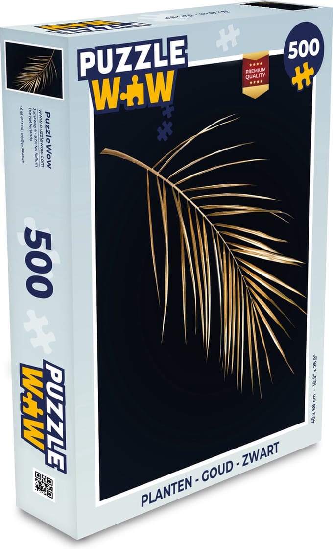 Puzzel Planten - Goud - Zwart - Bladeren - Luxe - Legpuzzel - Puzzel 500 stukjes