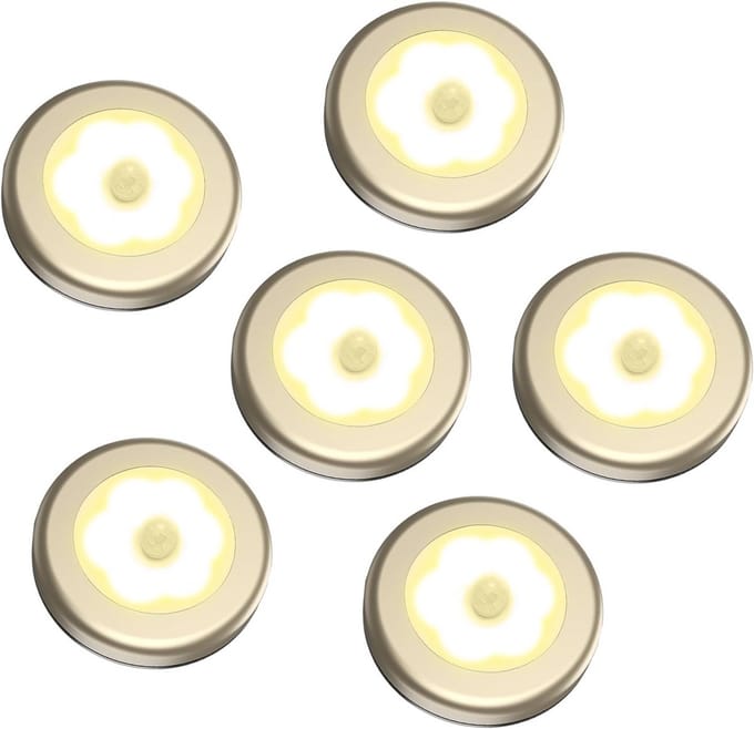Draaibare LED Nachtlampjes met Bewegingssensor - Set van 6 - Draadloos en Warm Wit