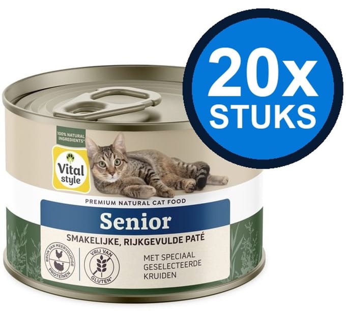 20x VITALstyle Senior - Kattenvoer Natvoer Blik - 200g