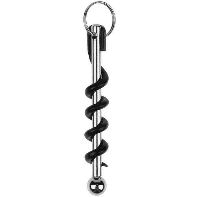 1 mini tire-bouchon portable en acier inoxydable, tire-bouchon à double charnière, porte-clés d'extérieur 1pc black