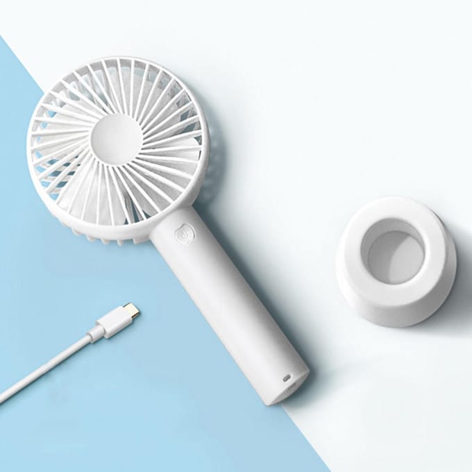Handventilator Wit USB-oplaadbaar 3 Snelheden 1200mAh Batterij Krachtige Mini Draagbare Ventilator voor Thuis white