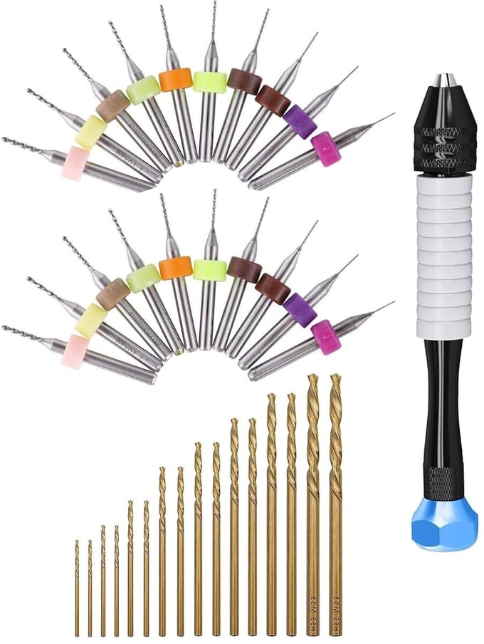 37-delige Mini Handboor Set met 16 Boorbits, Handboor en 20 Mini Boormachines voor PCB, Modelbouw en DIY Creaties