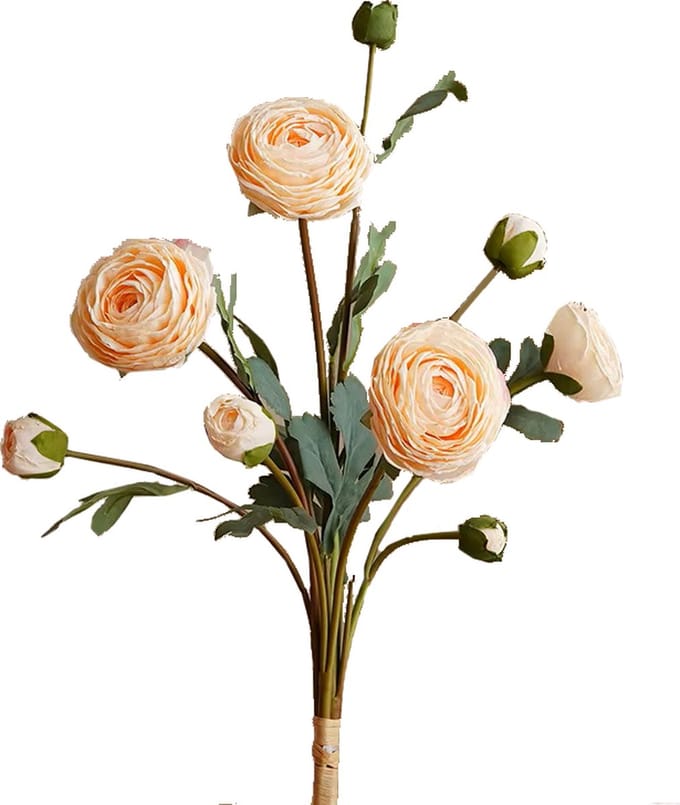 Steelbloem - kunstbloem Pioenroos 57 cm 7 knoppen champagne